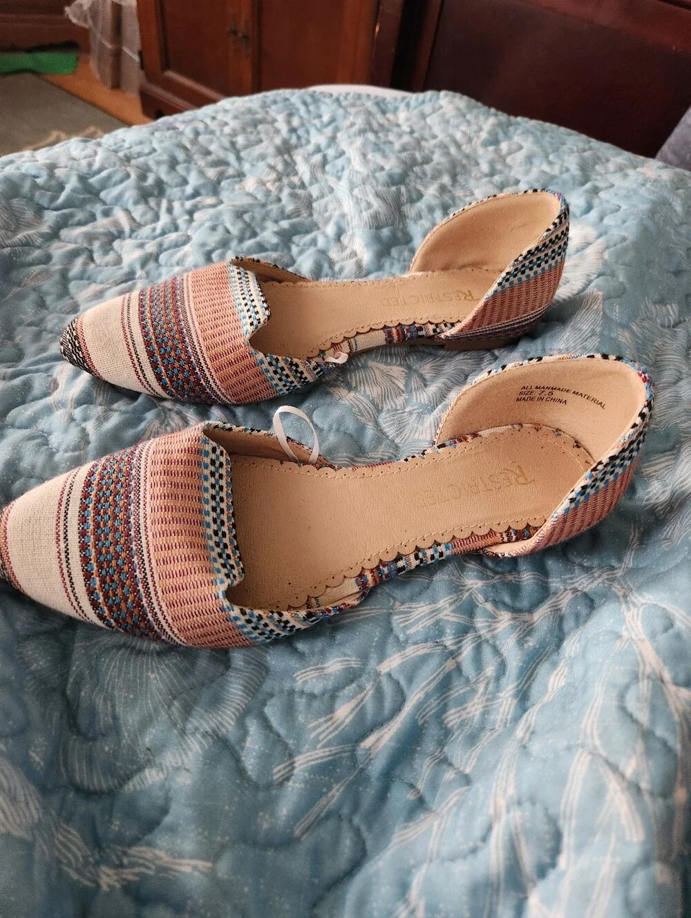 Restricted Multicolor Woven D'Orsay Flats - Pink & Blue